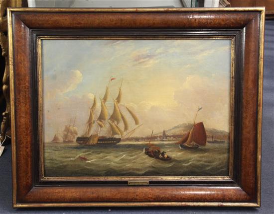 Attributed to Frederick Calvert (fl.1827-44) Shipping off the coast 17.5 x 23.5in.